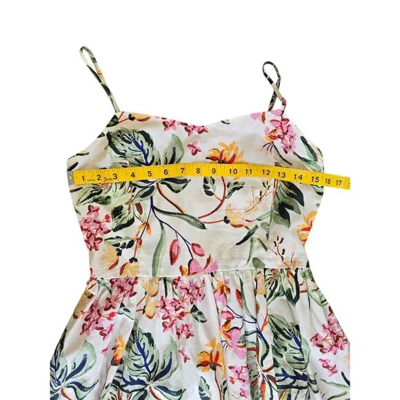 H&M Womens Floral Smocked-Back Sundress Multicolor S Cotton Lightweight Mini - Picture 4 of 5